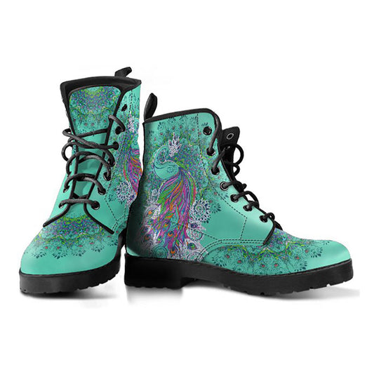 Teal Peacock Mandala Womens Boots