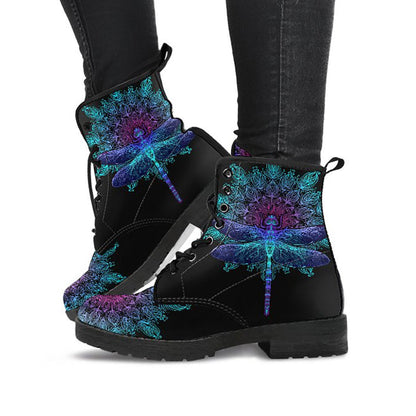 Purple dragonfly mandala women’s printed boots – product image 1