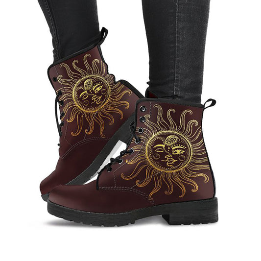 Gold Sun & Moon Mandala Womens Boots