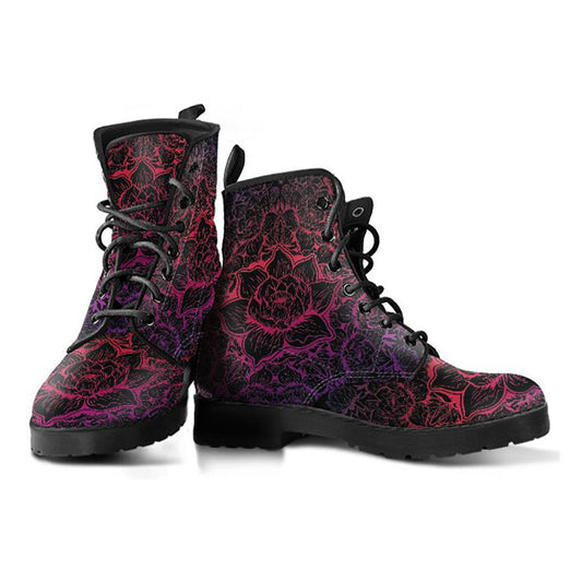 Pink Lotus Floral Decor Womens Boots