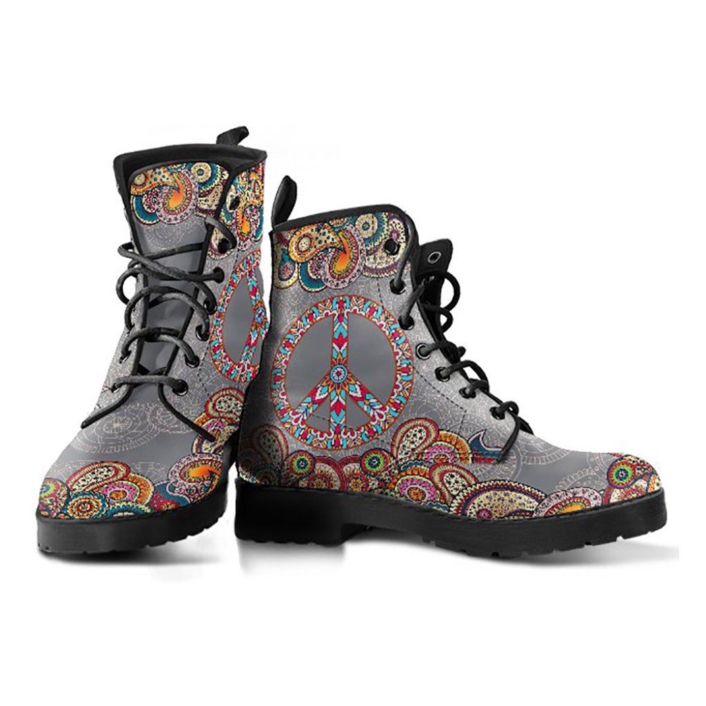 Grey Paisley Mandala Womens Boots