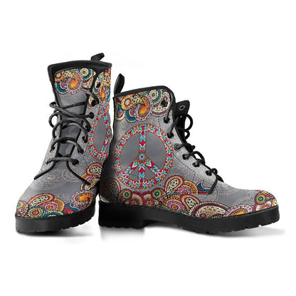 Grey Paisley Mandala Womens Boots