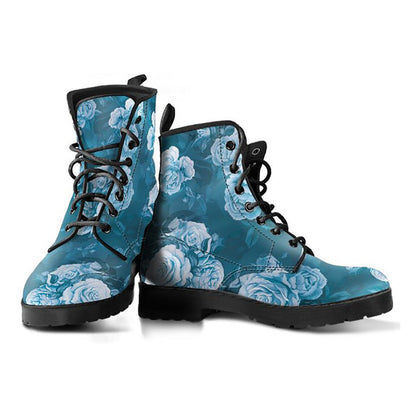 Blue Rose Floral Printed Boots