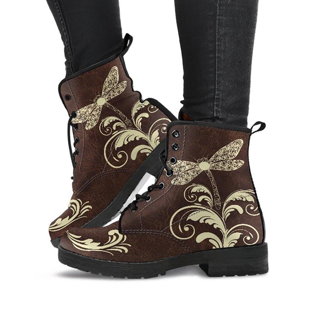 Brown Dragonfly Printed Boots