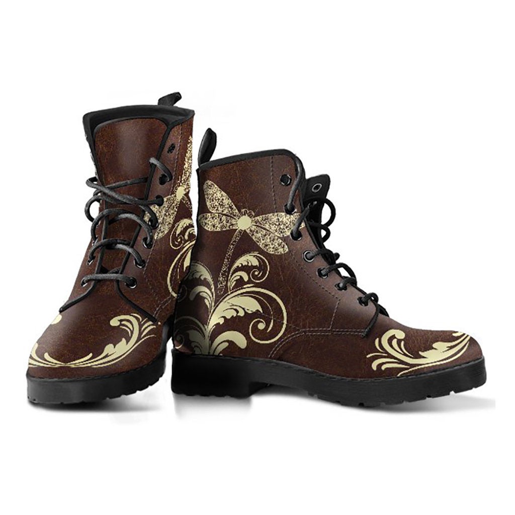 Brown Dragonfly Printed Boots