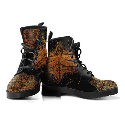 Rusty gold dragonfly mandala women’s printed boots – product image 2