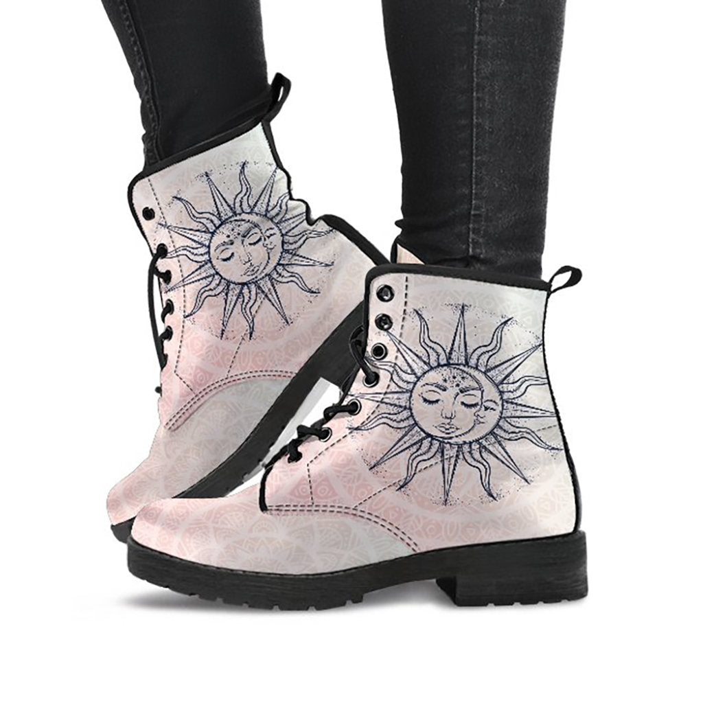 Pink Sun & Moon Vegan Leather Boots