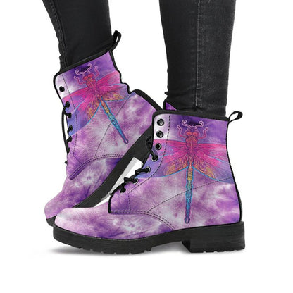 Pink Tie Dye Grunge Dragonfly Womens Boots