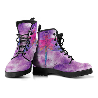 Pink Tie Dye Grunge Dragonfly Womens Boots
