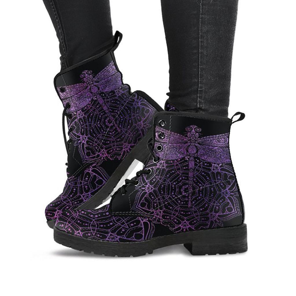 Purple Dragonfly Mandala Womens Boots