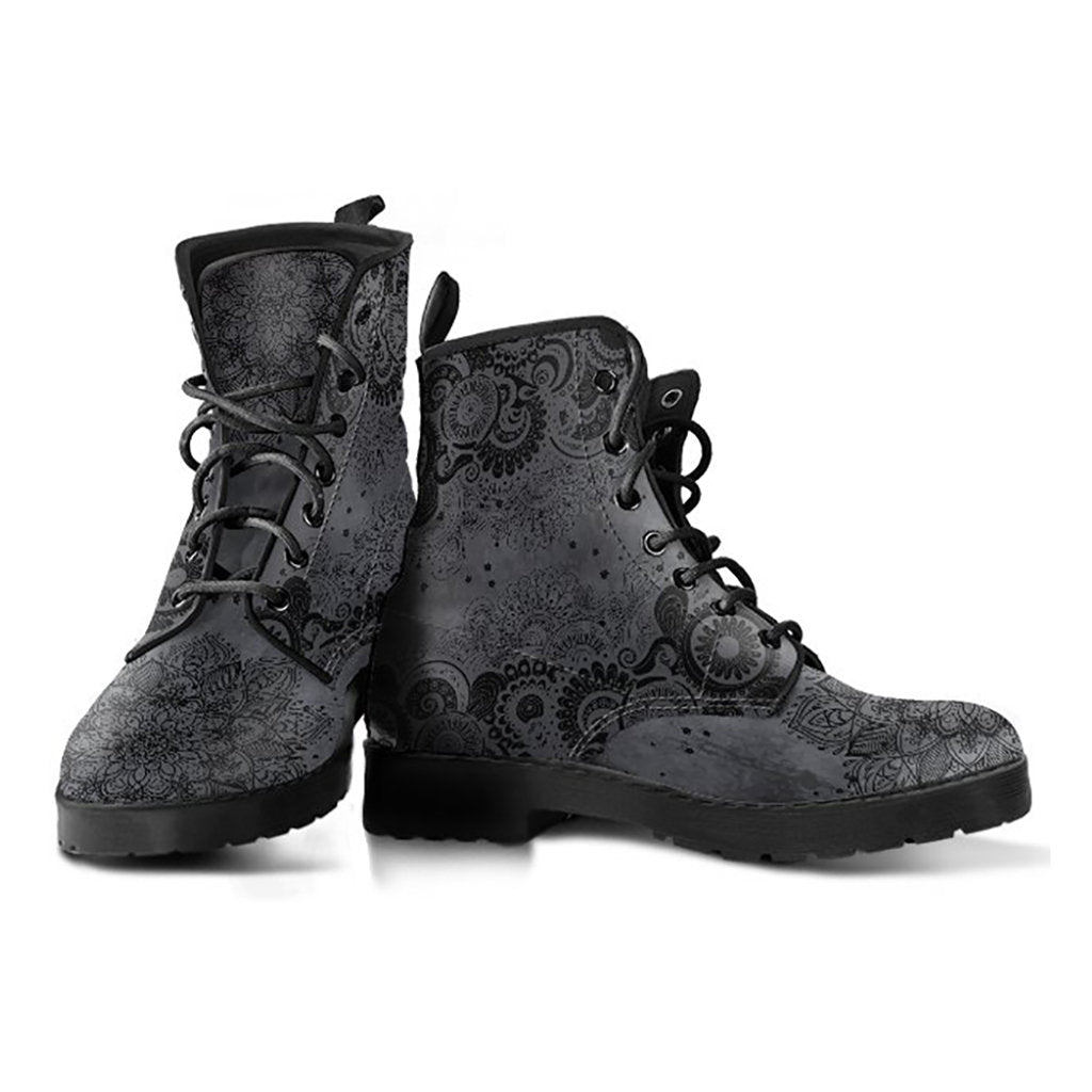 Grey Paisley Mandala Womens Boots