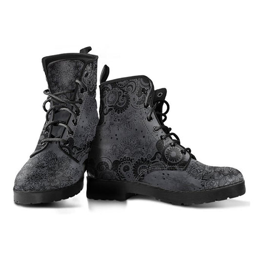 Grey Paisley Mandala Womens Boots