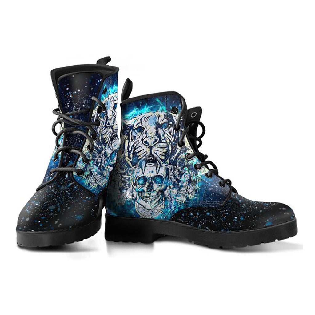 White tiger and skull warrior women’s printed boots – product image 2