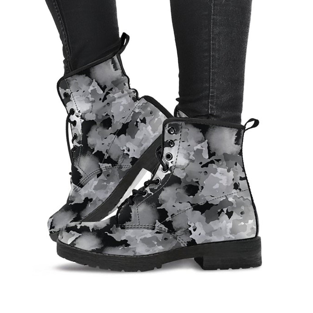 Grey Abstract Camouflage Womens Boots
