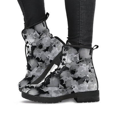 Grey Abstract Camouflage Womens Boots
