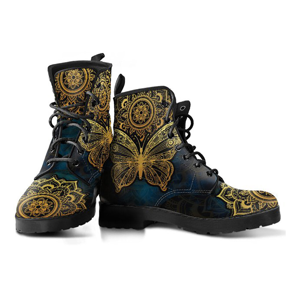 Gold butterfly mandala women’s printed boots – product image 2