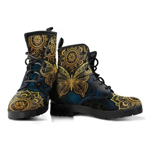 Gold Butterfly Mandala Womens Boots