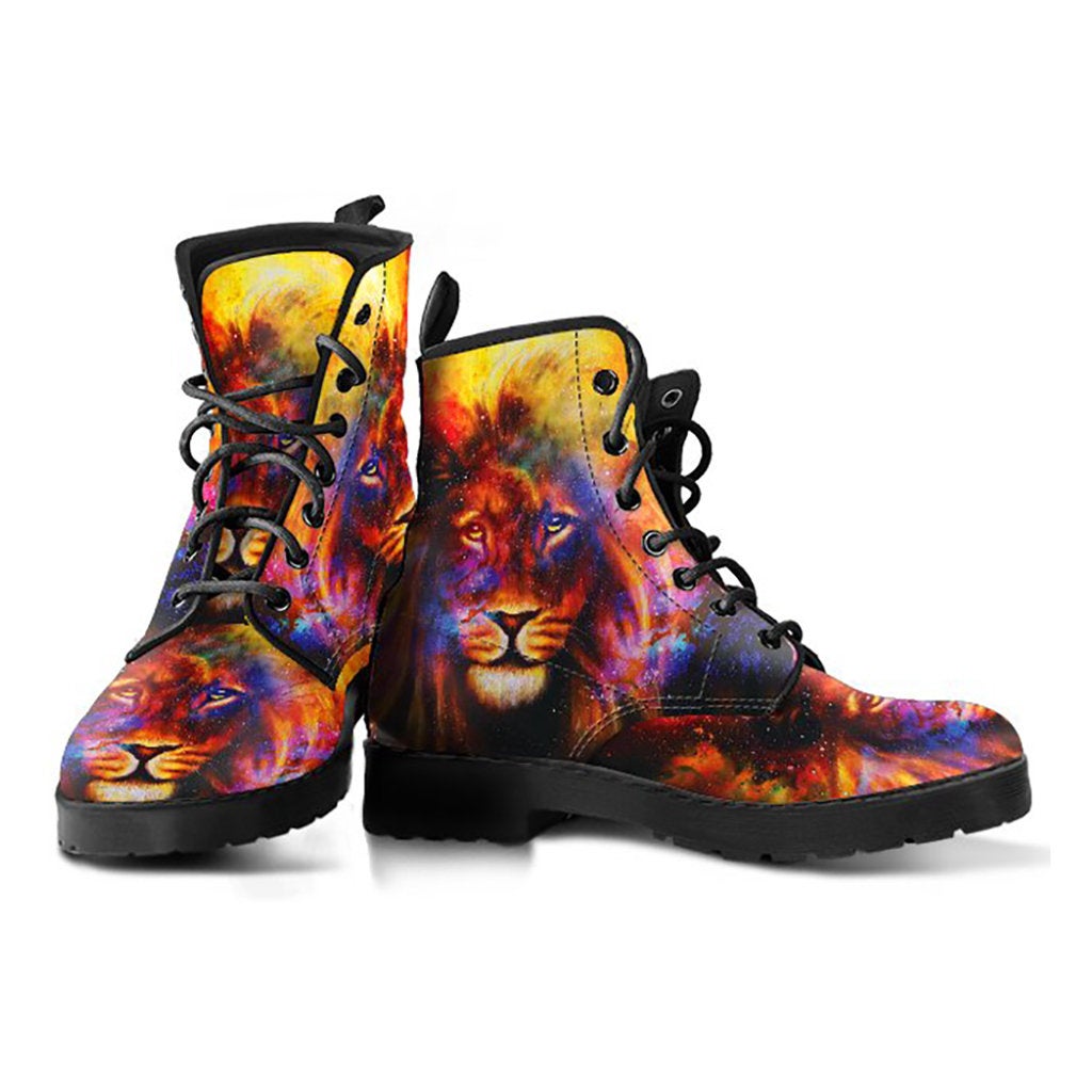 Colorful Lion Artwork Printed Boots
