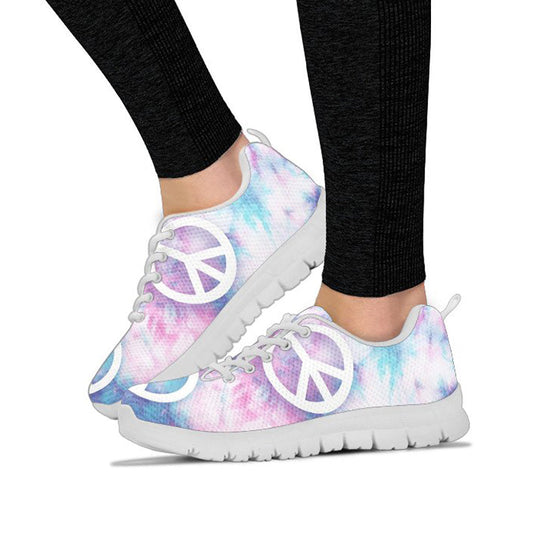 Pink Tie Dye Peace Sign Sneakers