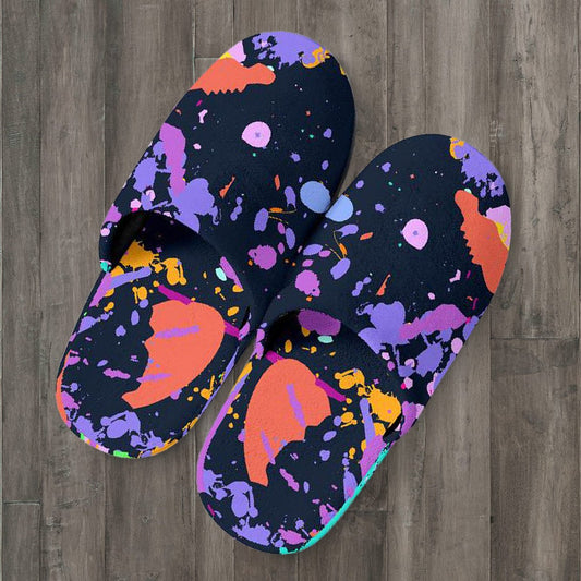 Colorful Paint Drip Abstract Art Slippers