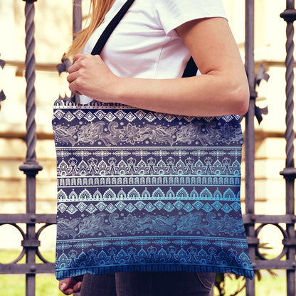 Blue Boho Canvas Tote Bag