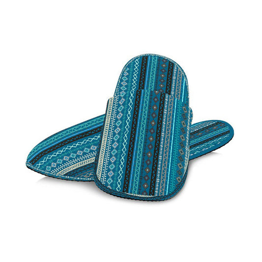 Teal Boho Stripes Decor Slippers