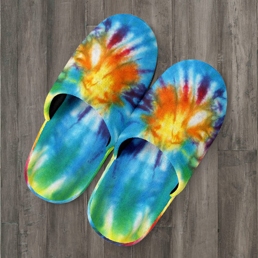 Colorful Tie Dye Abstract Art Slippers