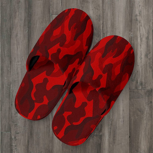 Dark Red Camouflage Slippers