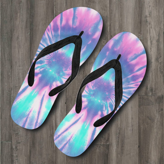 Pink & Blue Tie Dye Flip Flops