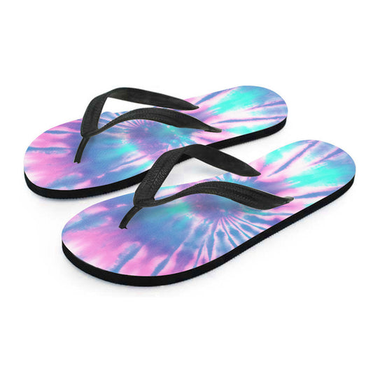 Pink & Blue Tie Dye Flip Flops