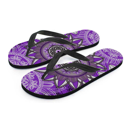 Purple Floral Mandalas Flip Flops