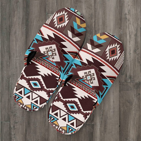 Brown Boho Aztec Slippers