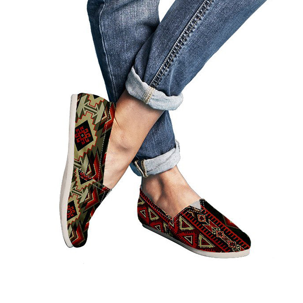 Red & Brown Boho Aztec Casual Shoes