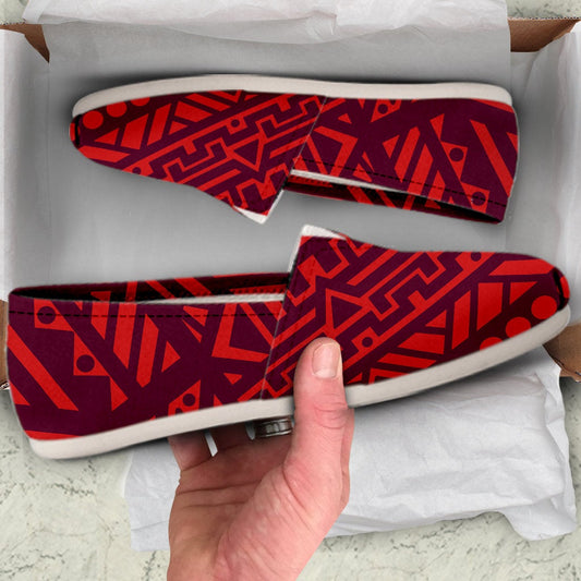 Red Tribal Polynesian Casual Shoes