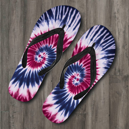 Red, White & Blue Tie Dye Flip Flops