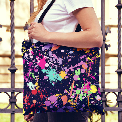 Colorful Paint Drip Abstract Art Canvas Tote Bag