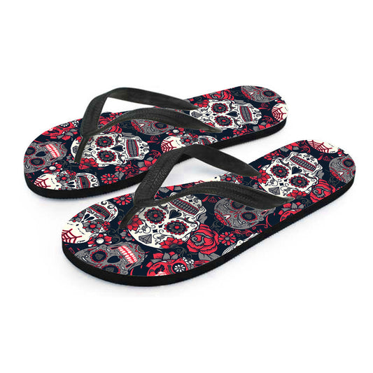 Sugar Skulls & Roses Flip Flops