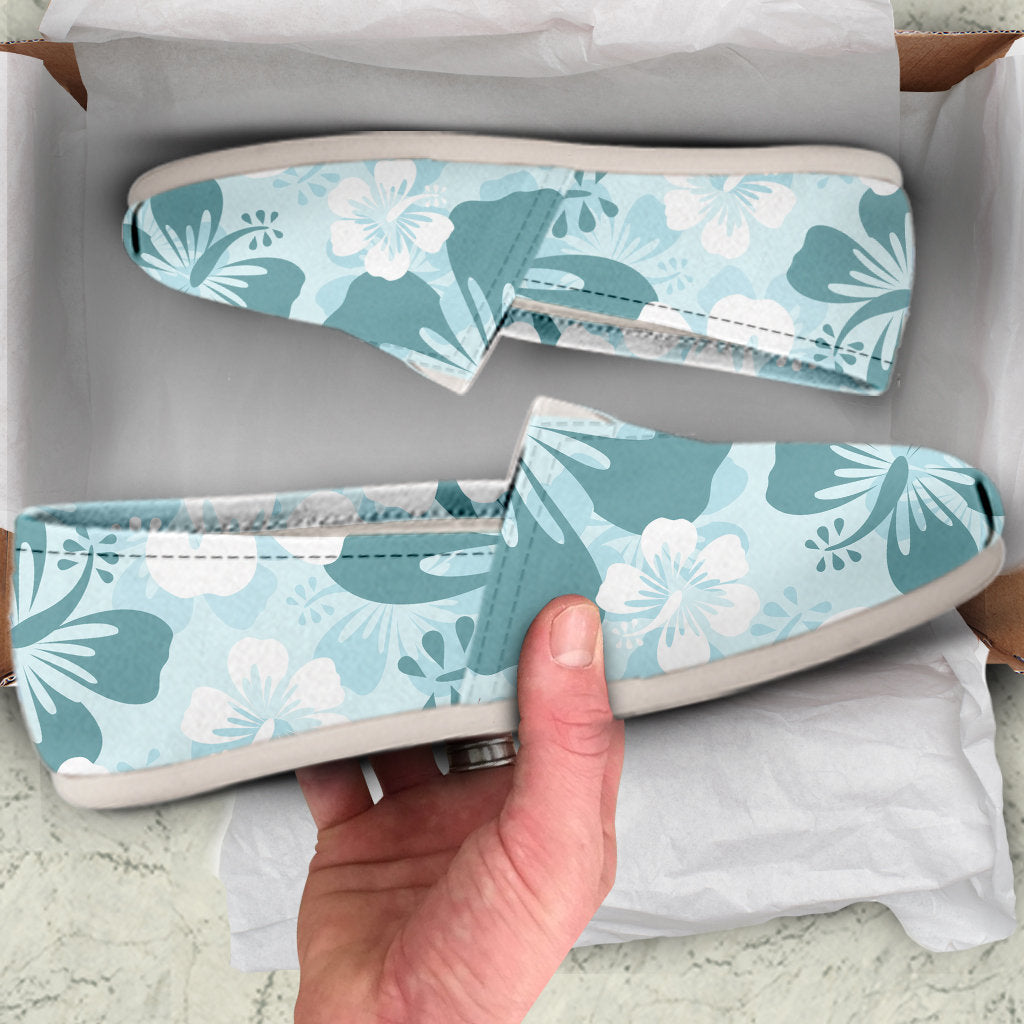 Teal Green Aloha Flowers Casual Shoes