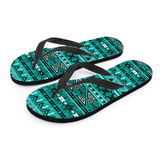 Teal Green Boho Chic Bohemian Aztec Flip Flops