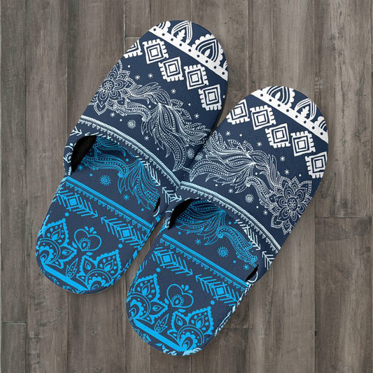 Blue Boho Slippers