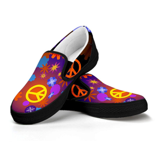 Colorful Peace Signs Hippie Slip On Shoes