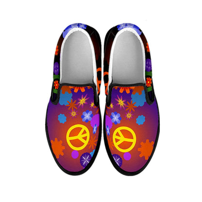 Colorful Peace Signs Hippie Slip On Shoes