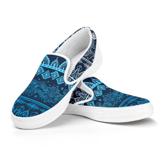 Blue Boho Chic Bohemian Slip On Shoes