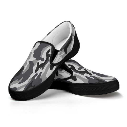 Grey Camouflage Slip On Shoes