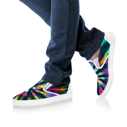 Colorful neon Tie Dye Print Slip On Shoes