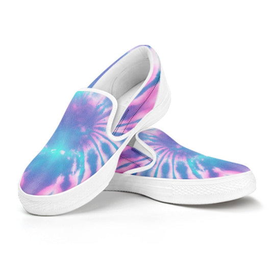 Pink & Blue Tie Dye Print Slip On Shoes