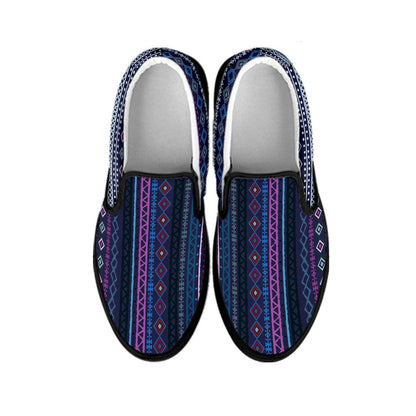 Purple Boho Chic Bohemian Stripes Slip On Shoes CL