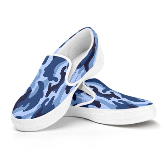 Blue Camouflage Slip On Shoes