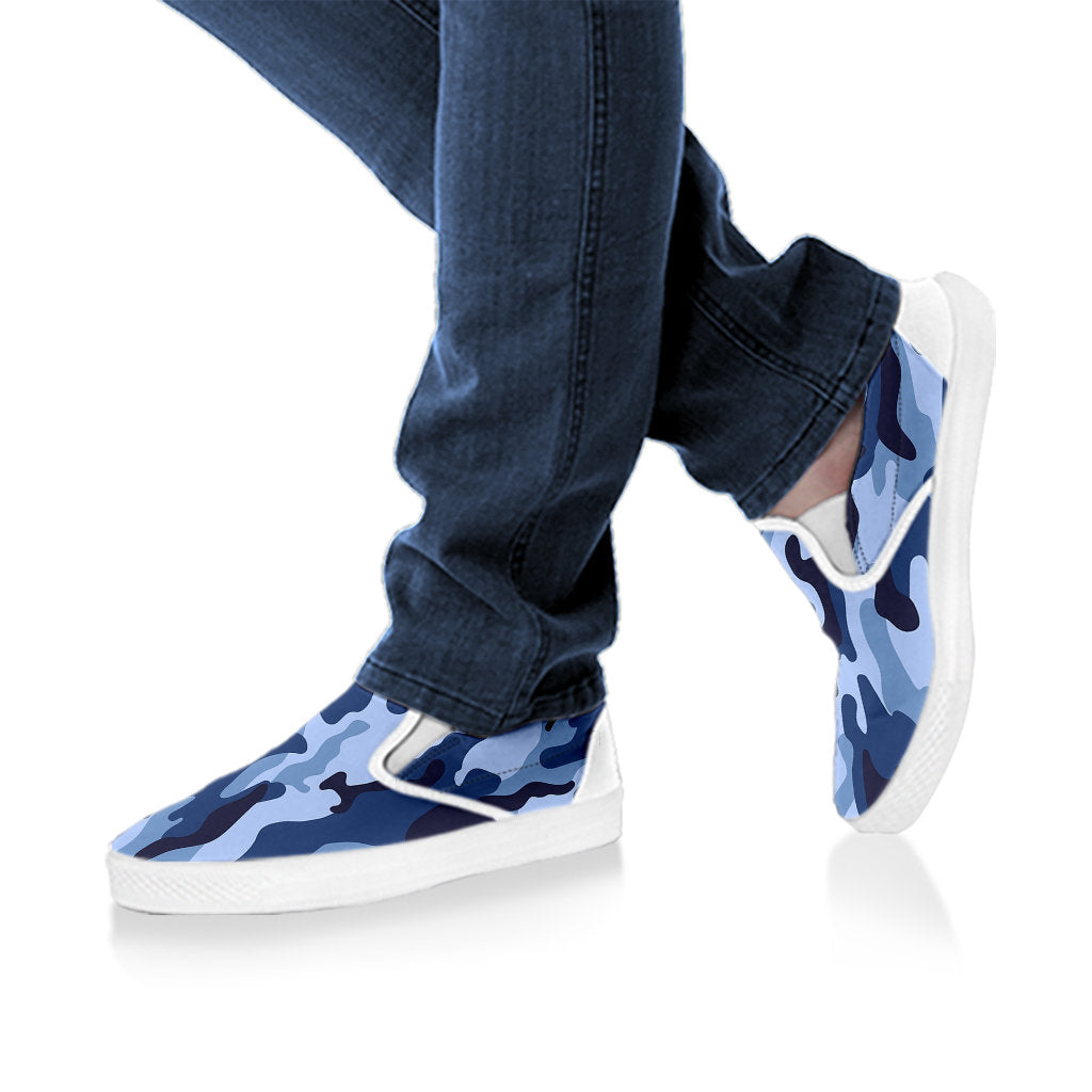 Blue Camouflage Slip On Shoes