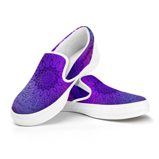 Colorful Purple Mandalas Slip On Shoes